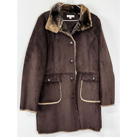 Orvis Penny Lane Aspen Faux Fur Brown Lined Coat Size Medium - Picture 1 of 11